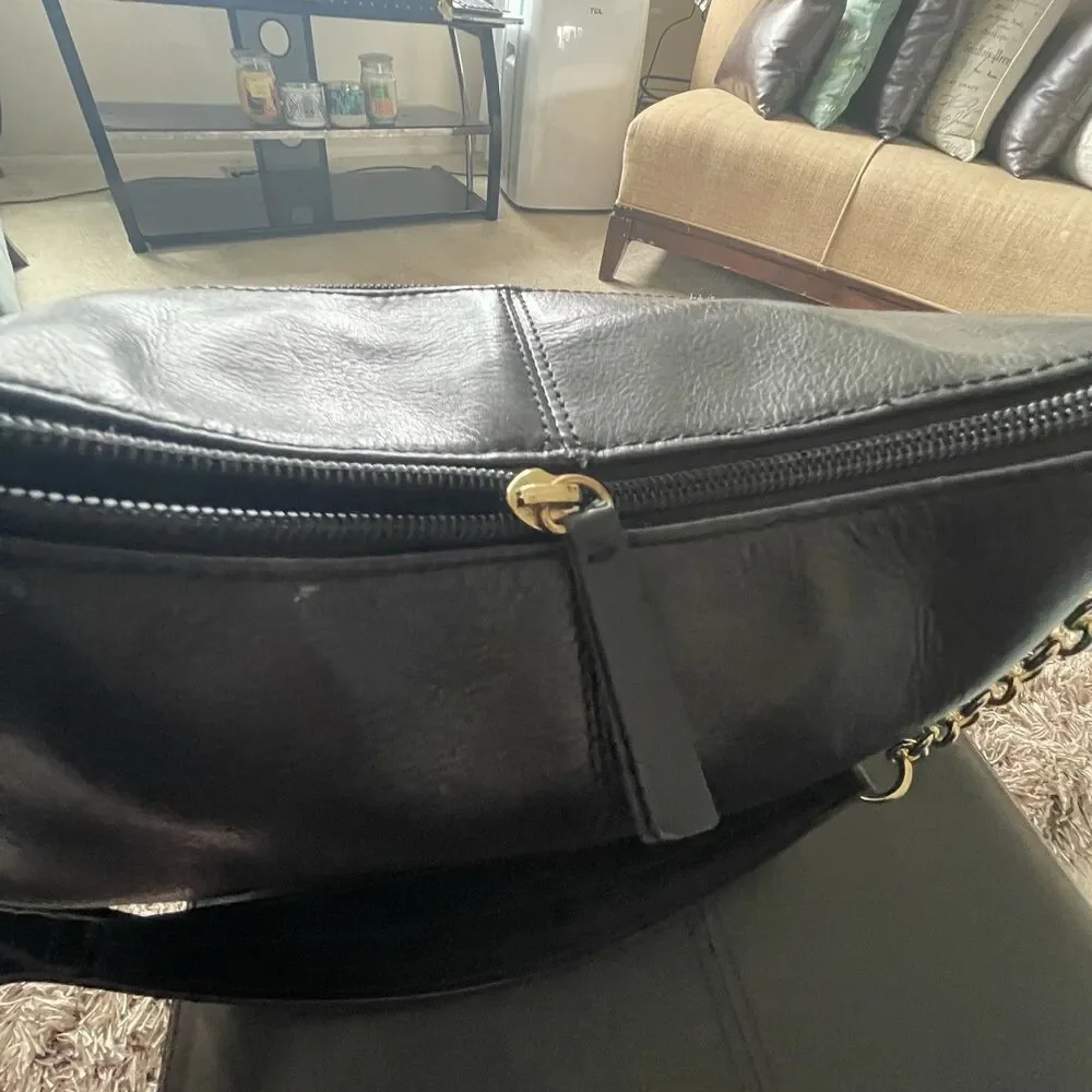 Tignanello Black Leather Shoulder Bucket Bag 12.5”{L}X9.5{H}X4.5”{W} Purse Work - Picture 13 of 13
